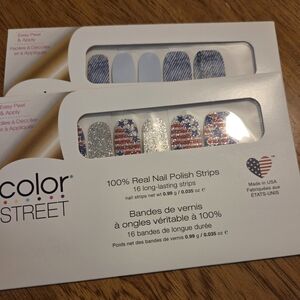 Color Street Nail Strips - Silver and Blue (6 Sets)